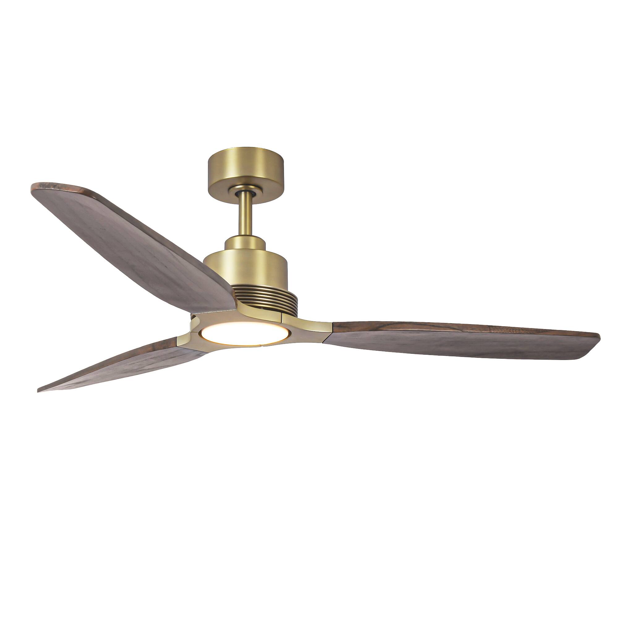 Alt View 10. Parrot Uncle - 56" Modern Solid Wood Diammable LED Gold Ceiling Fan with Remote and Light - Gold.