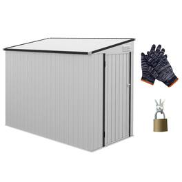 Outsunny - 4' x 7.7' Metal Outdoor Storage Shed, Lean to Storage Shed, Garden Tool Storage House with Lockable Door