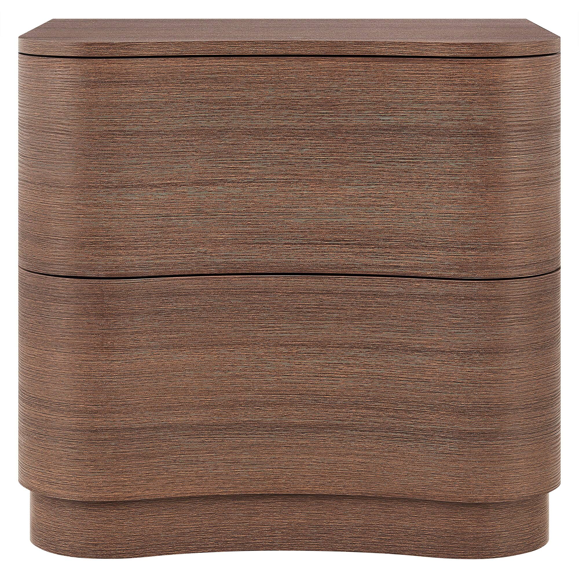 Alt View 4. Modway - Mirae 2-Drawer Curved Nightstand by Modway - Brushed Brown Oak.