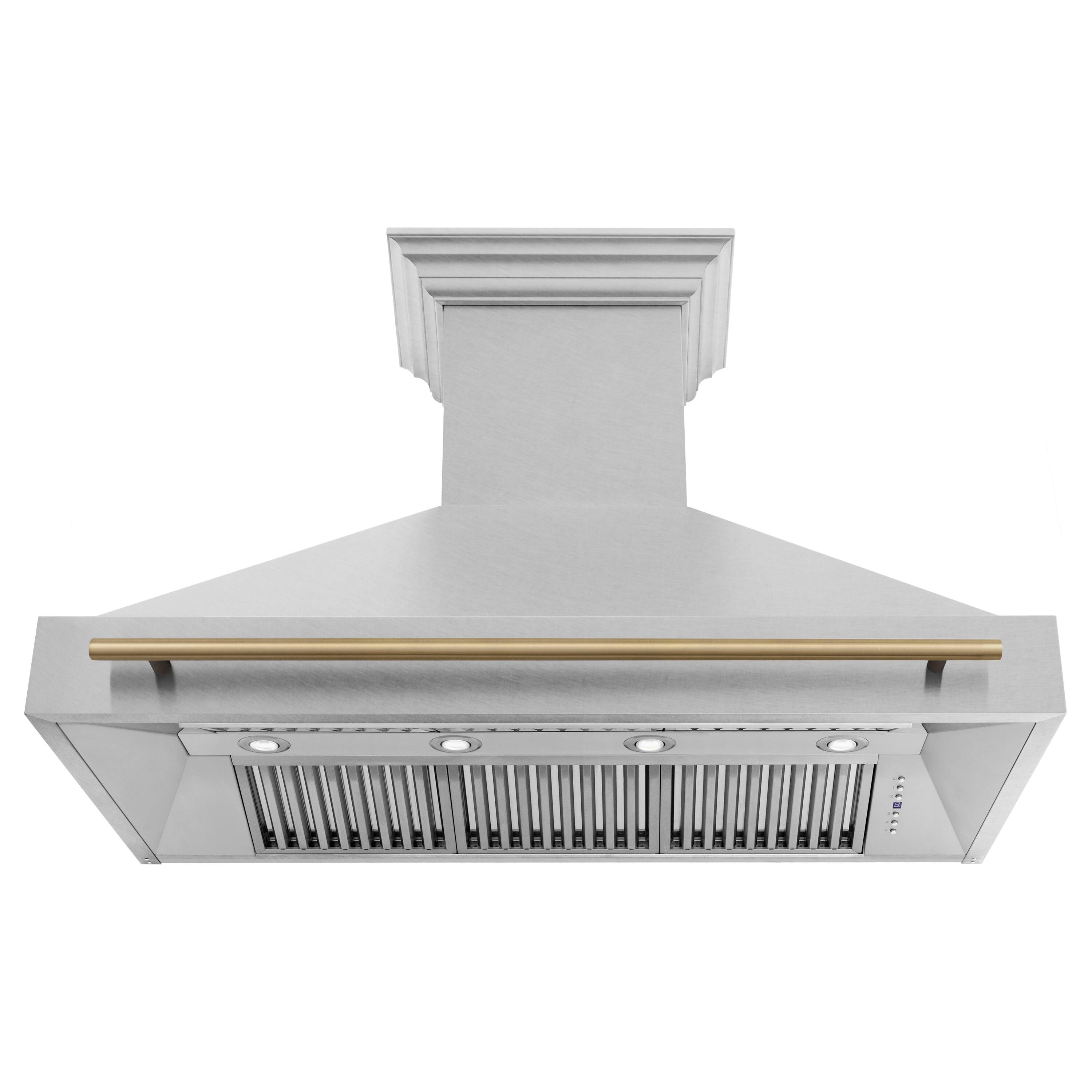 Back. ZLINE - ZLINE Autograph Edition 48 in. Satin Stainless Steel Wall Mount Range Hood with Champagne Bronze Handle (8654SNZ-48-CB) - Satin Stainless Steel.