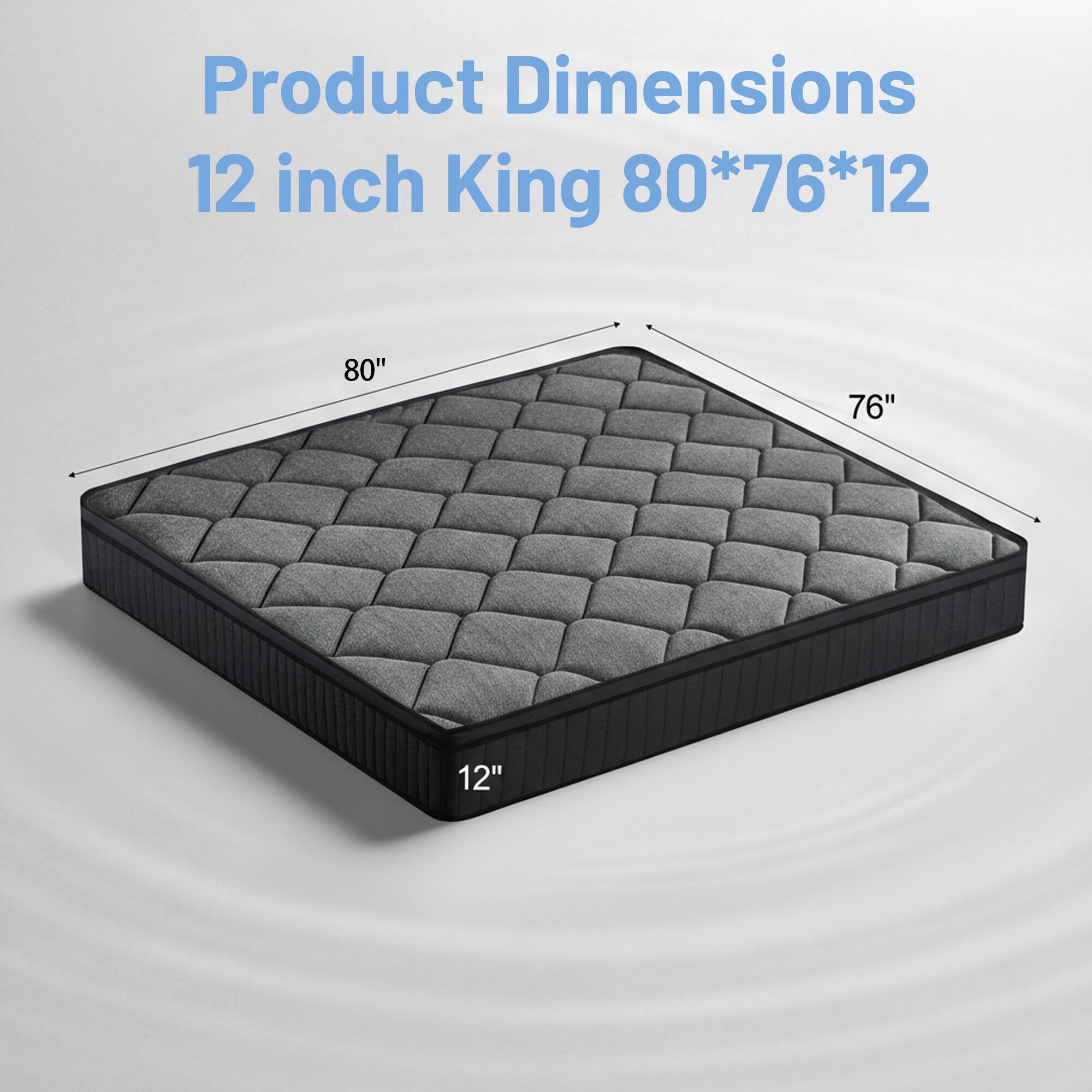 Product Dimensions  
12 inch King 80*76*12

80"  
76"  
12"