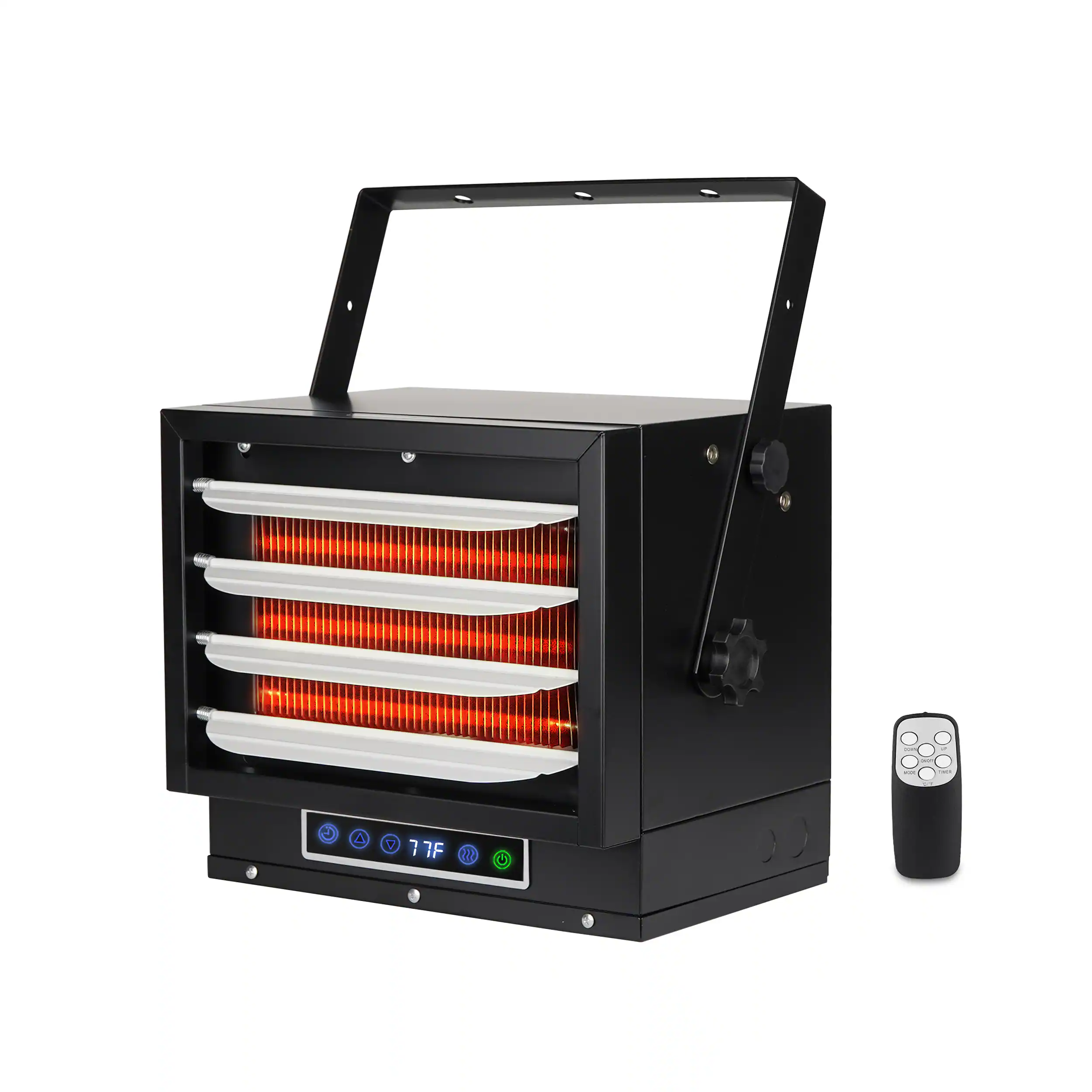 Alt View 1. VieAir - Vie Air 7500W Portable Hard-Wire Installation Garage Heater With Remote and Vertical and Horizontal Air Flow in Black - Black.