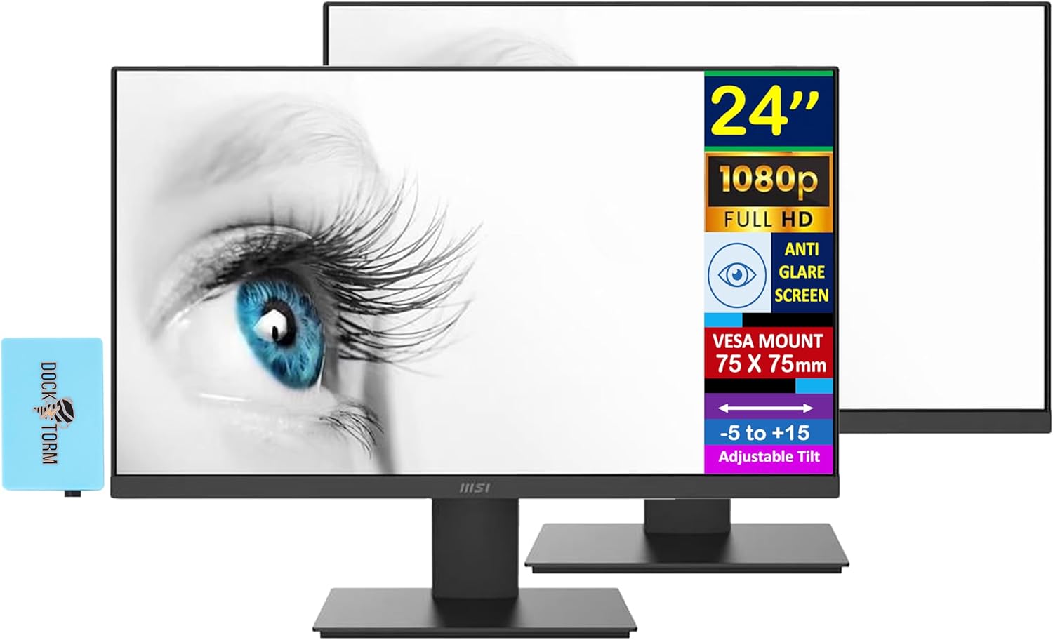 24" 1080p FULL HD ANTI GLARE SCREEN  
DOCK TORM  
VESAMOUNT 75 X 75mm  
-5 to +15 Adjustable Tilt