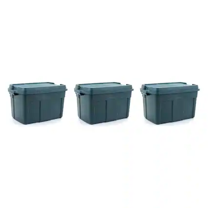 Front. RubberMaid - Rubbermaid 3 Pack High Top Storage Containers for Garage and Home Use, 37 Gallon - Hunter Green.