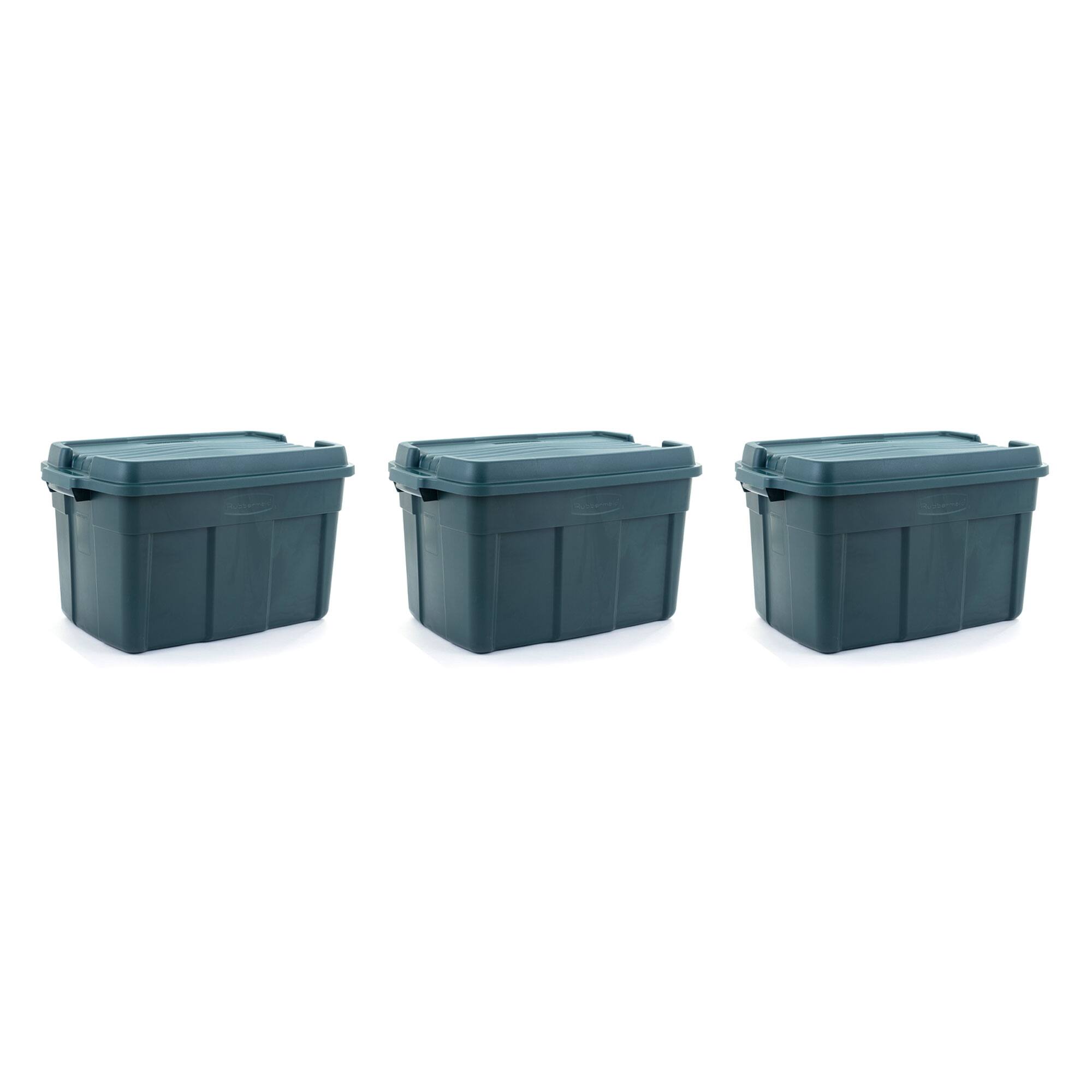 Front. RubberMaid - Rubbermaid 3 Pack High Top Storage Containers for Garage and Home Use, 37 Gallon - Hunter Green.
