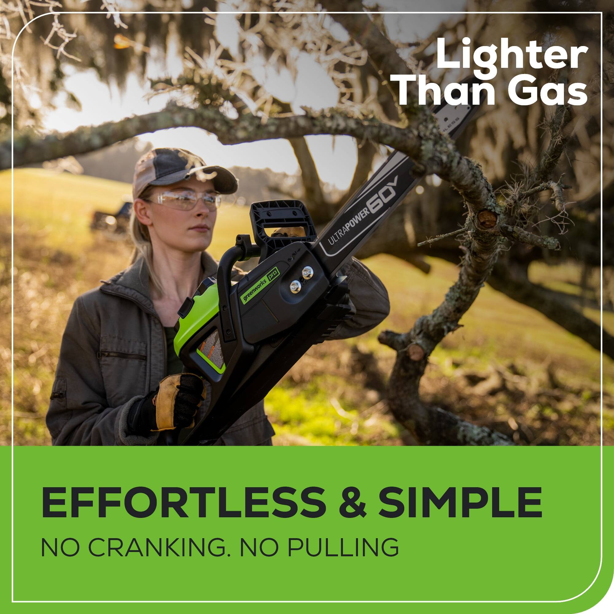 Lighter Than Gas

Effortless & Simple
No Cranking. No Pulling