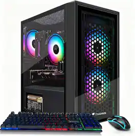 STGAubron - Gaming Desktop PC, Intel i7 Xeon E5 3.0GHz, Radeon RX 550 4G, 16GB RAM, 512GB SSD, WiFi 6, BT 5.0, Win11 Home - Black
