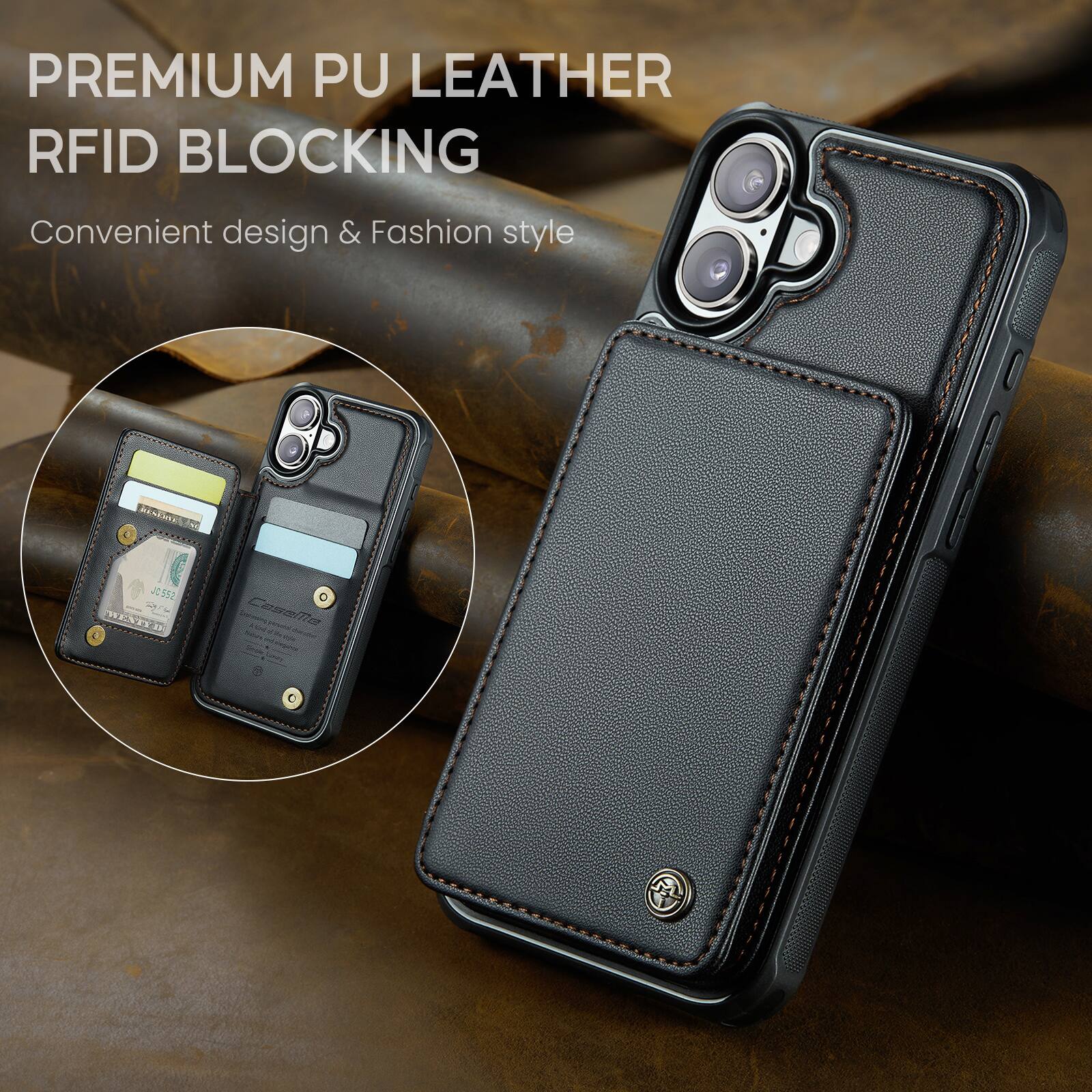 PREMIUM PU LEATHER RFID BLOCKING  
Convenient design & Fashion style