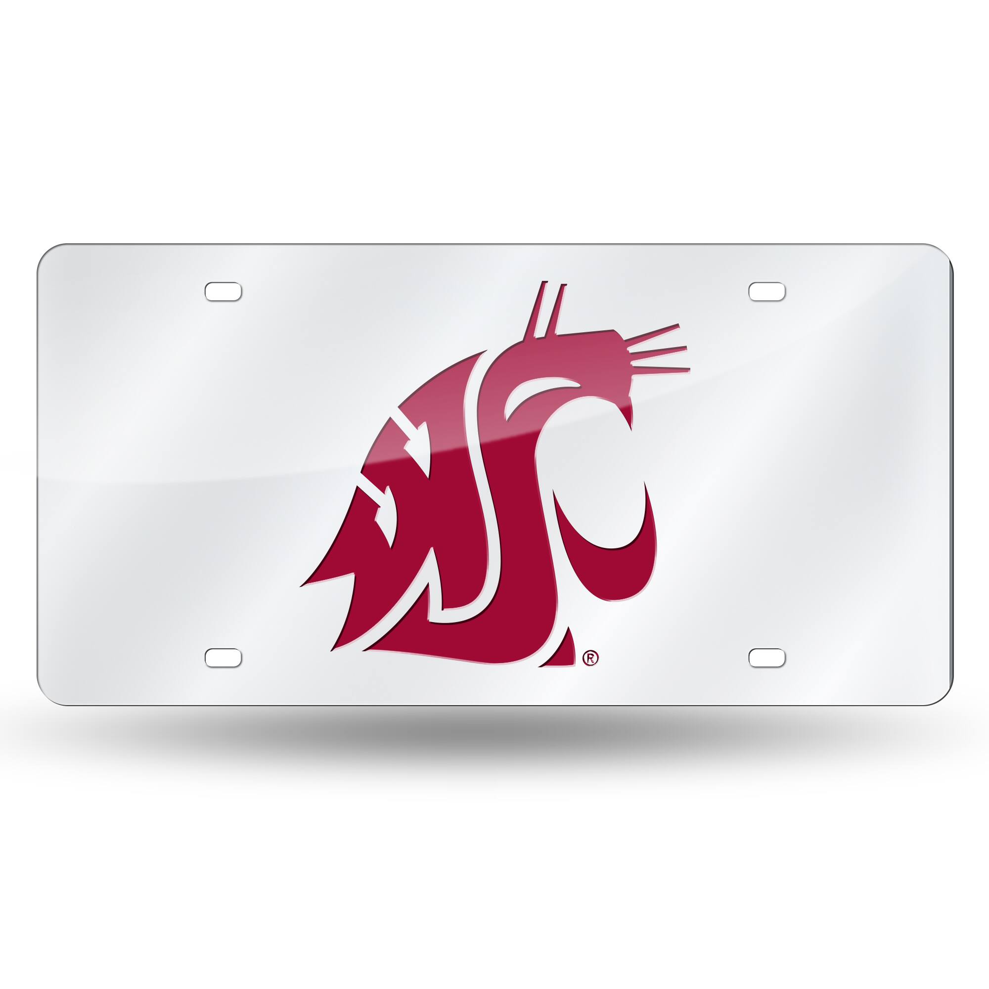 Rico Industries - Washington State Cougars Mirrored Laser Cut License Plate Laser Tag - Multi