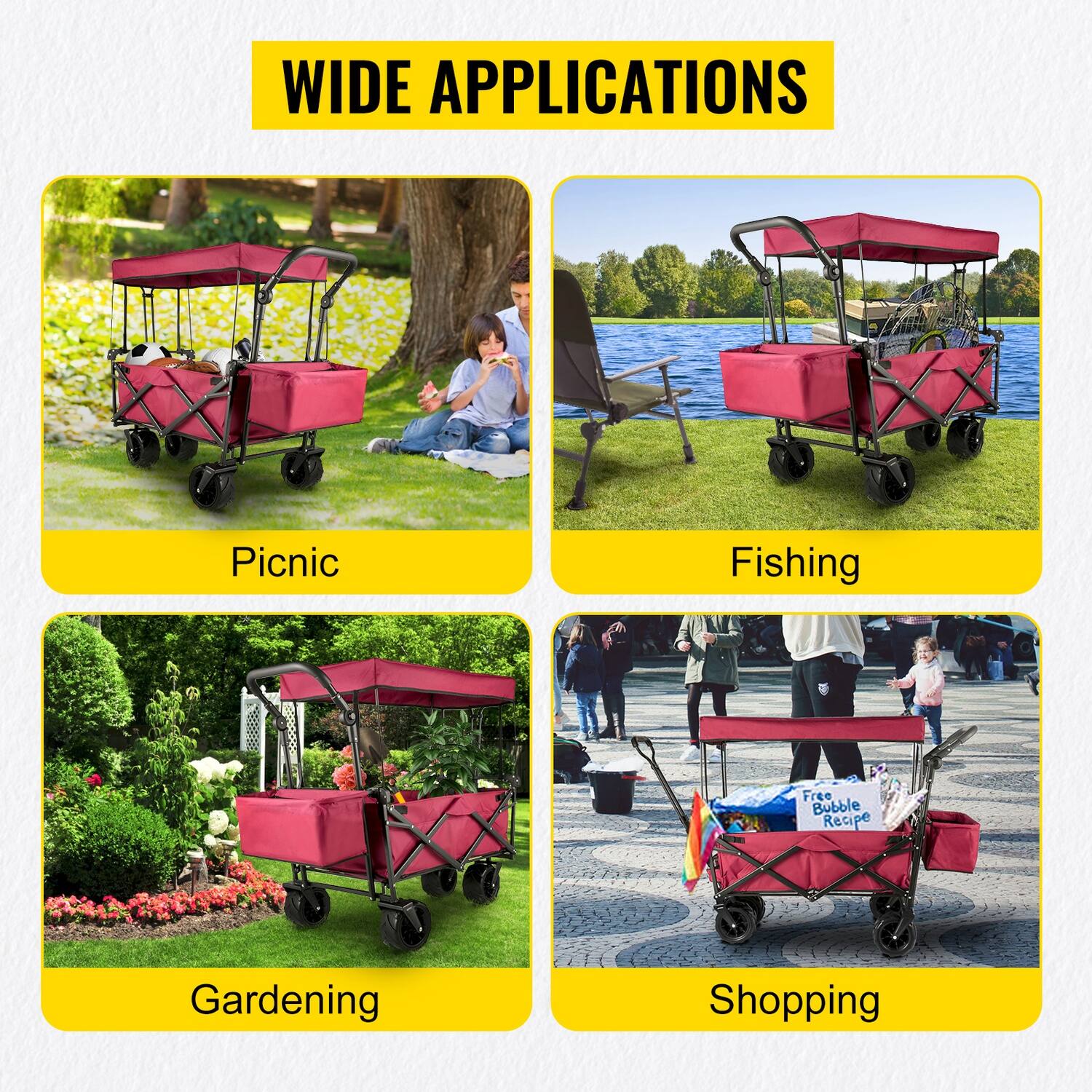 WIDE APPLICATIONS

- Picnic
- Fishing
- Gardening
- Shopping