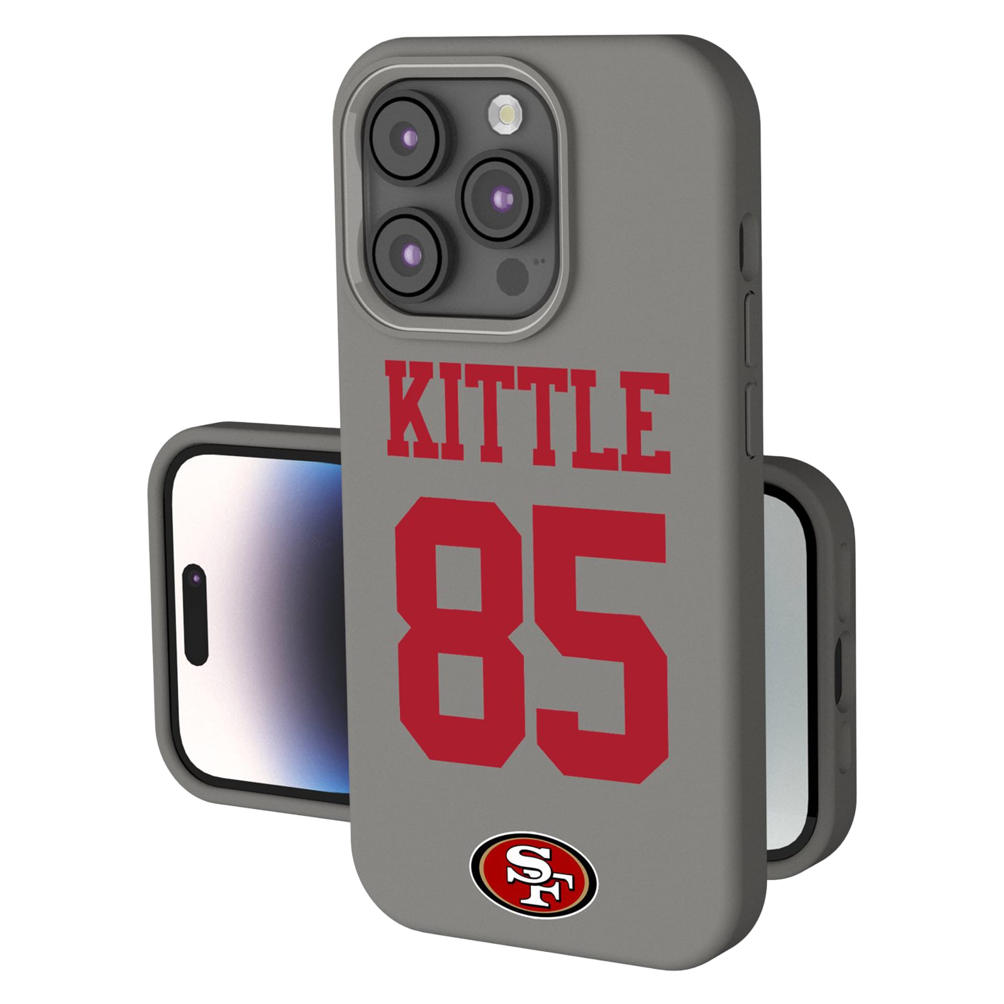 Front. Keyscaper - George Kittle Gray San Francisco 49ers Ready Soft Touch iPhone Case - 14 - Gray.