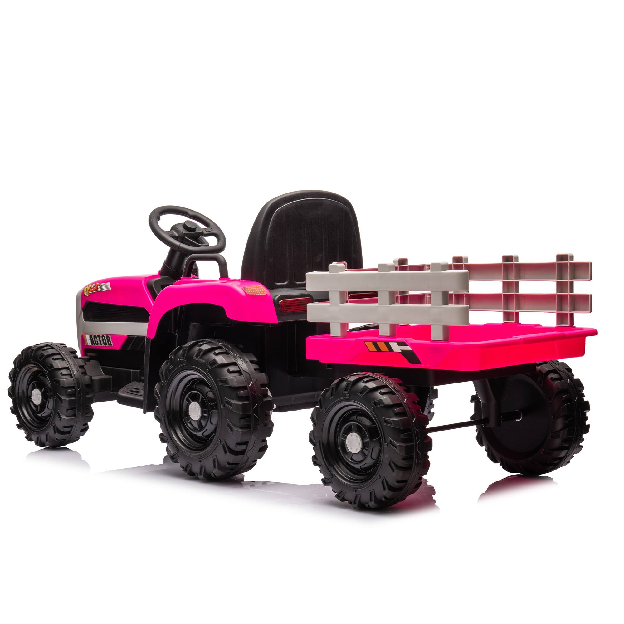 Alt View 8. ELEMENT ACE - 24V Battery Powered Ride-On Tractor with Trailer for Kids - Remote Control Electric Toy Vehicle with Adjustable Speeds - Red.