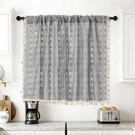 Unique Bargains - Curtain Valances, 33"x52" Semi Sheer Rod Pocket for Small Windows Living/Bed/Bath/Kitchen, Set of 1 Panel - Dark Gray