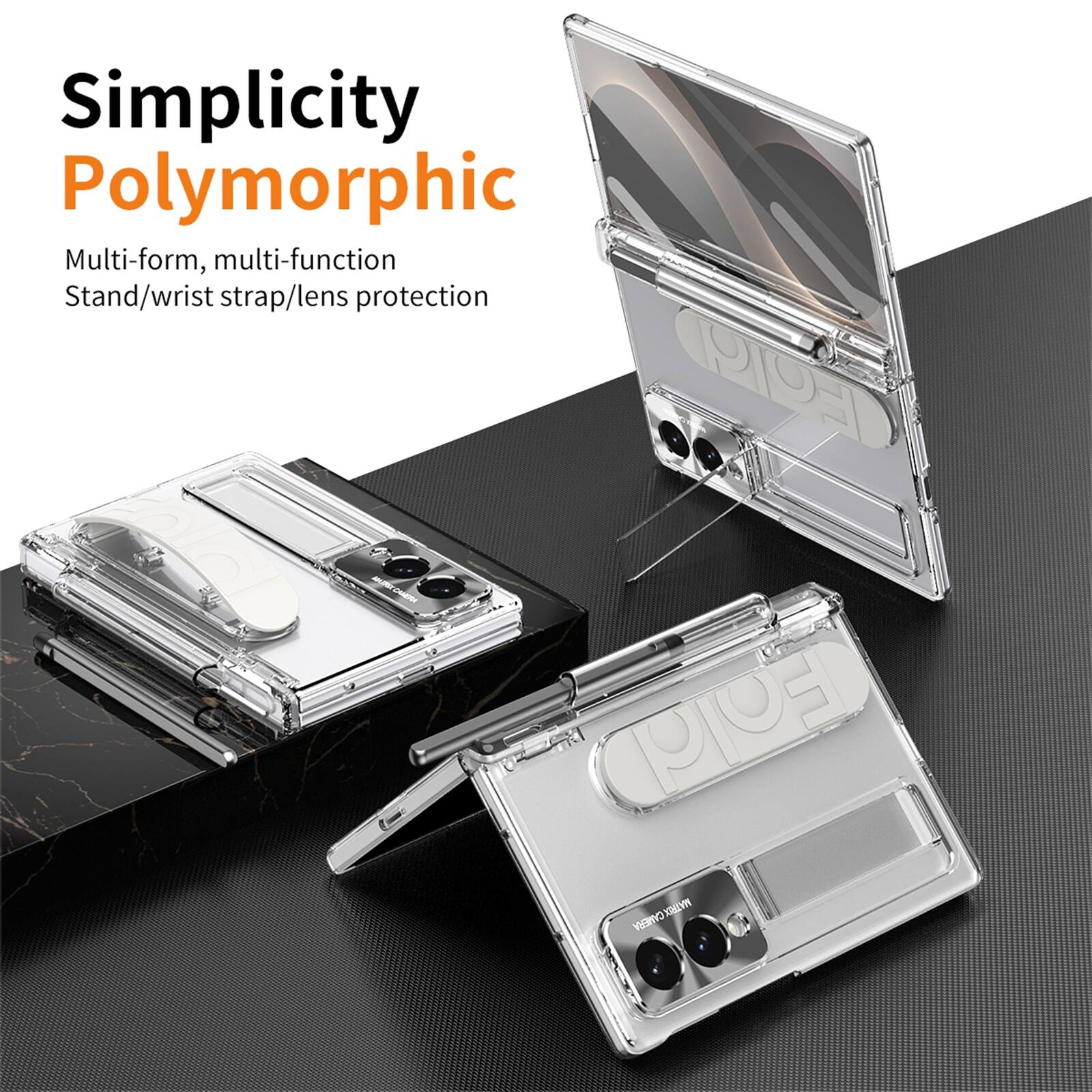 Simplicity Polymorphic  
Multi-form, multi-function  
Stand/wrist strap/lens protection