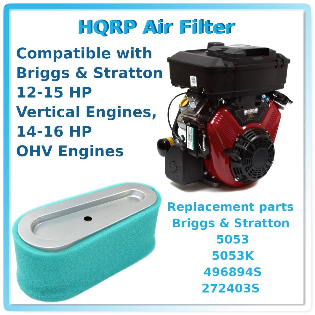 HQRP Air Filter

Compatible with Briggs & Stratton 12-15 HP Vertical Engines, 14-16 HP OHV Engines

Replacement parts Briggs & Stratton 5053 5053K 496894S 272403S
