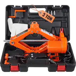 VEVOR - Electric Car Jack, 3 Tons /6600 lbs Scissor Jack, 12V Electric Automatic Jack with Double Saddles and Remote Control - Orange;Black