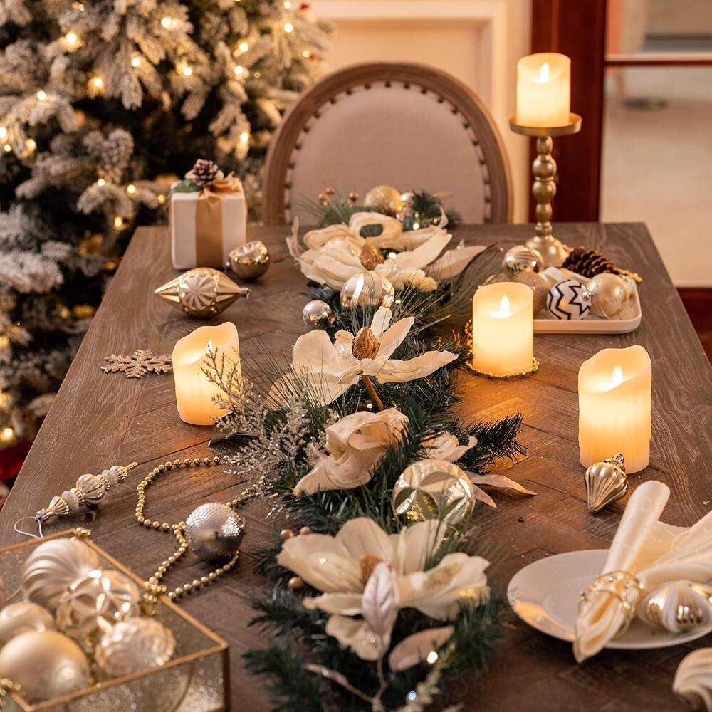 Left. RTMB - 6' Pre-Lit Christmas Garland, White & Gold, Indoor/Outdoor Holiday Decor - White/Gold, Size: 6 feet.