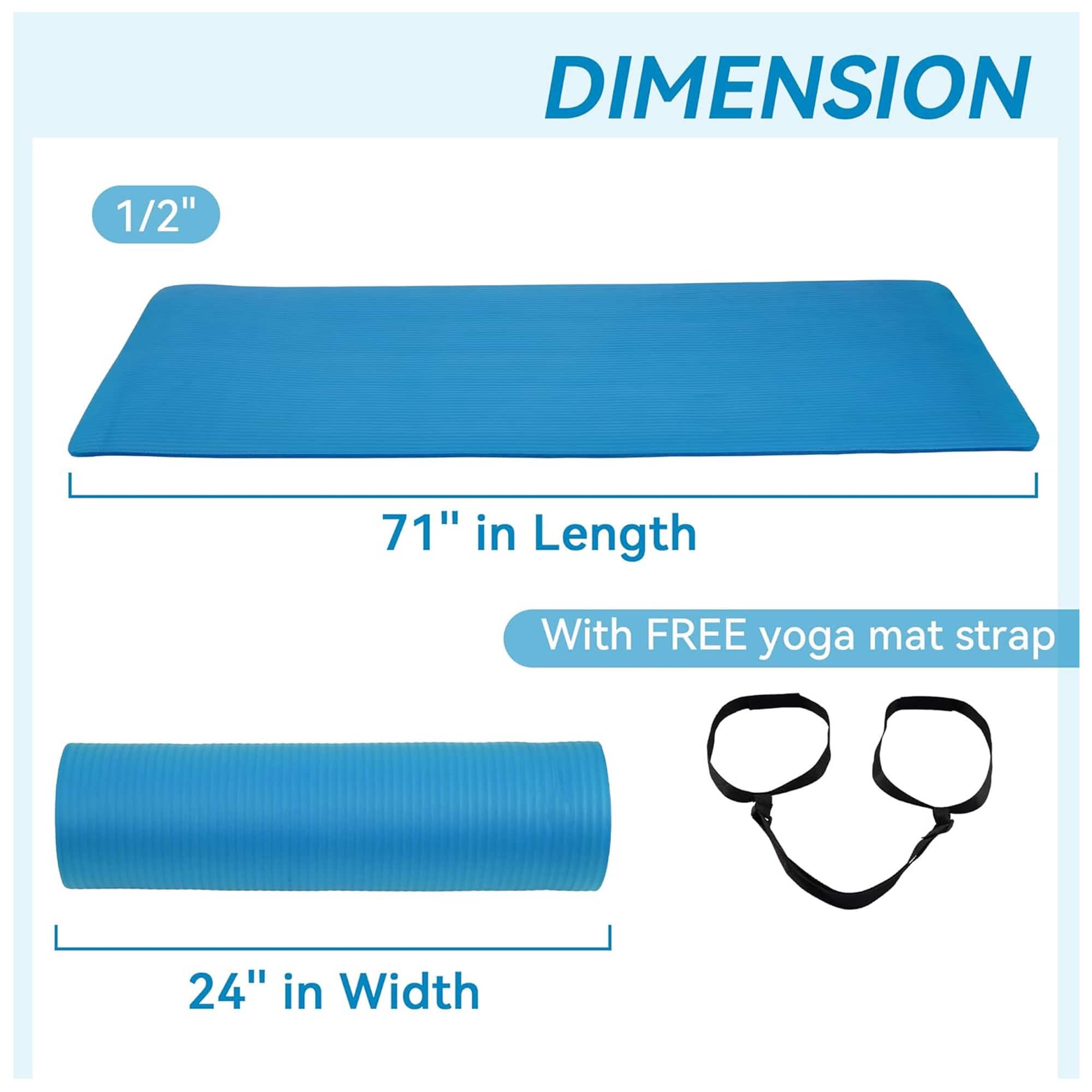 Fitvids 1/2 Inch Thick High Density Exercise Yoga Mat, Carrying