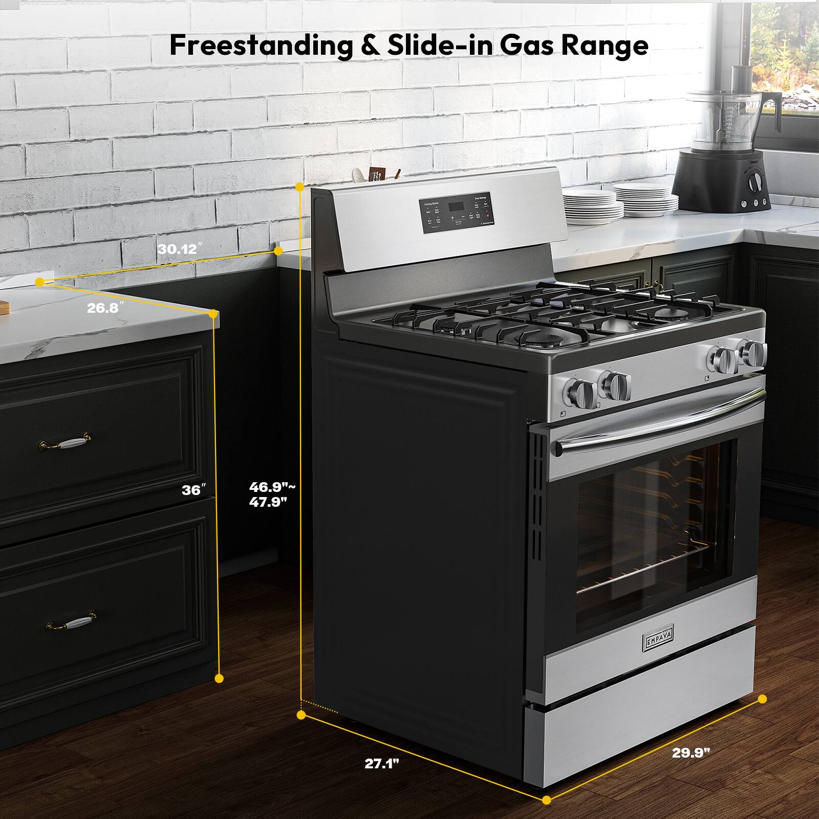 Freestanding & Slide-in Gas Range 30.12" 26.8" 36" 46.9"~ 47.9" 27.1" 29.9"