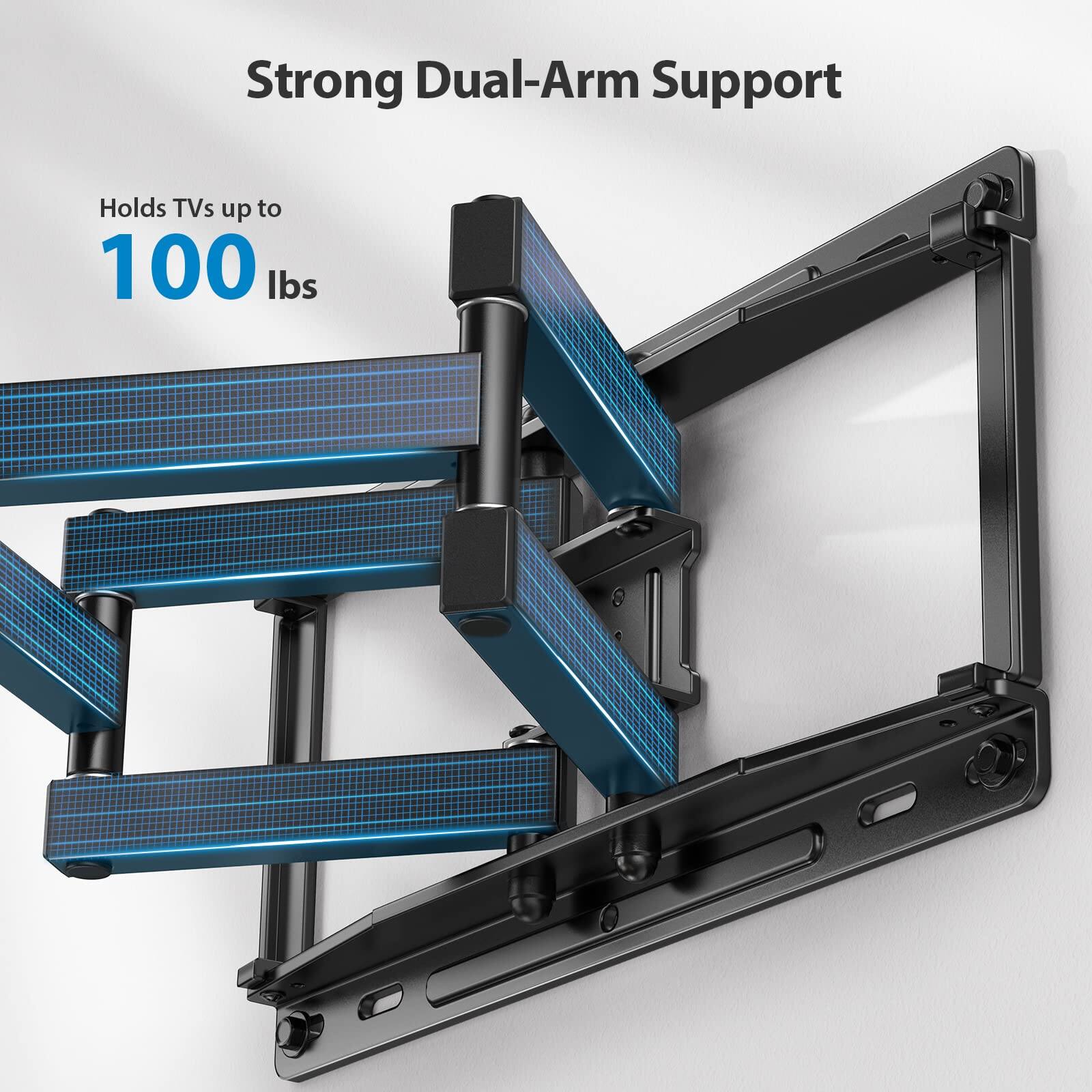 Strong Dual-Arm Support

Holds TVs up to 100 lbs