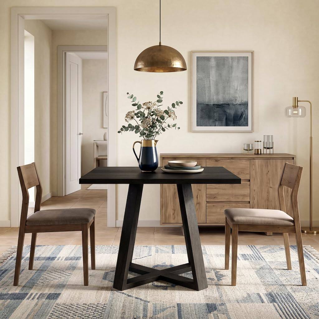 Alt View 4. Tribesigns - LITTLE TREE 31.5" Dining Table, Square Dining Table, Kitchen Table, Black - Black.