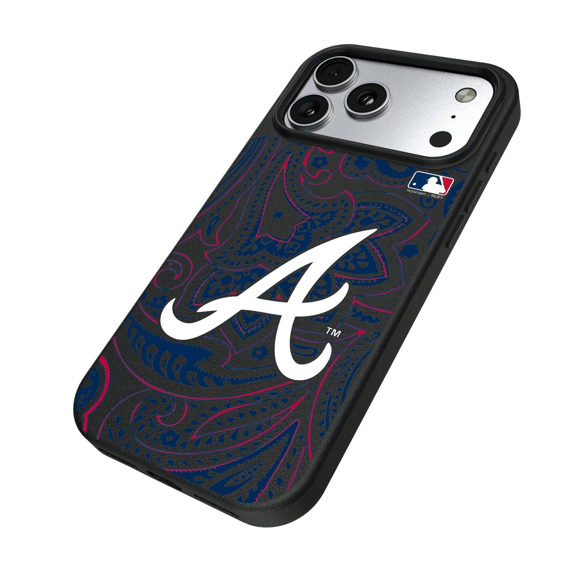 Alt View 1. Keyscaper - Atlanta Braves Paisley iPhone Magnetic Bump Case - 15 Plus - Black.