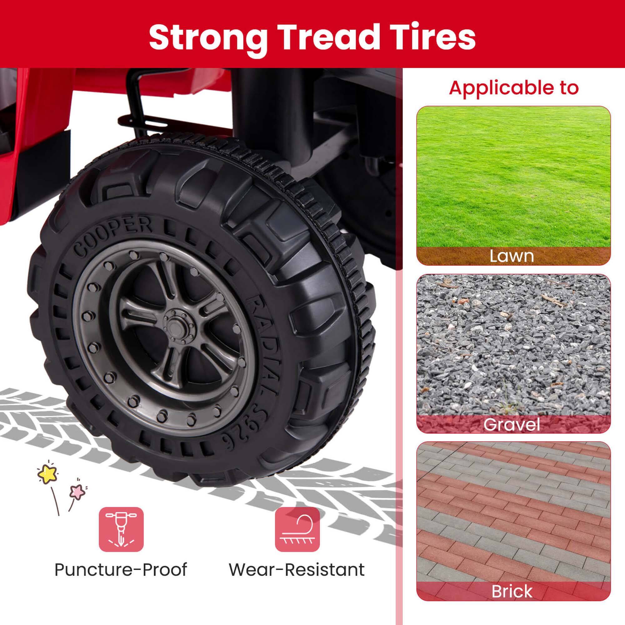 Strong Tread Tires

Applicable to:
- Lawn
- Gravel
- Brick

Puncture-Proof
Wear-Resistant