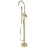 Akicon - Freestanding Bathtub Faucet 360° Swivel Tub Filler with Handheld Shower and Gooseneck Spout in Brushed Gold Matte - Brushed Gold Matte Paint