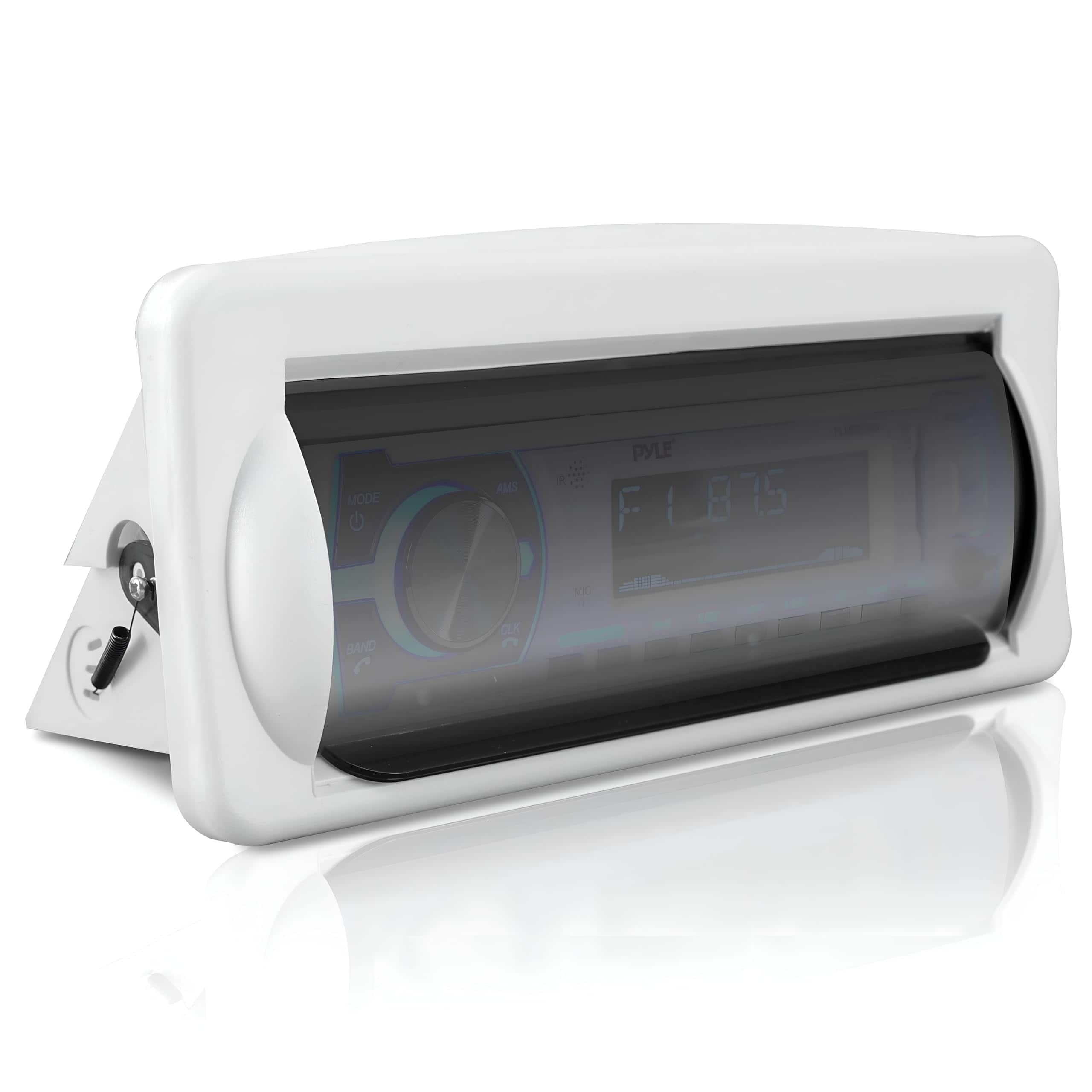 Pyle - PLMRCW2 Water Resistant Marine Stereo Cover, Smoke Colored, Boat Radio Protector with Flip-up Door
