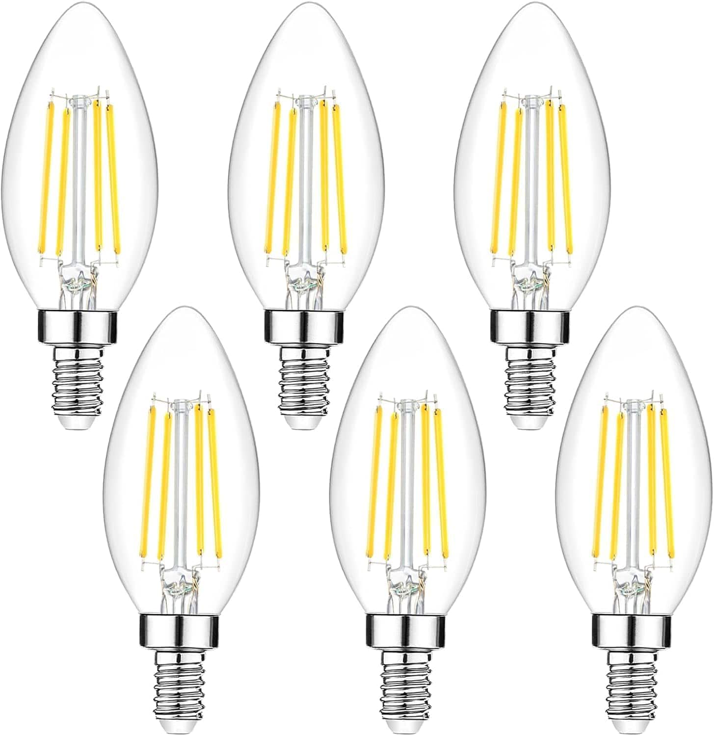 Nordic Hygge - Dimmable E12 LED Candelabra Bulb 40W Equivalent, 460LM Soft Warm White 2700K Candle Light With Vintage Flame Tip