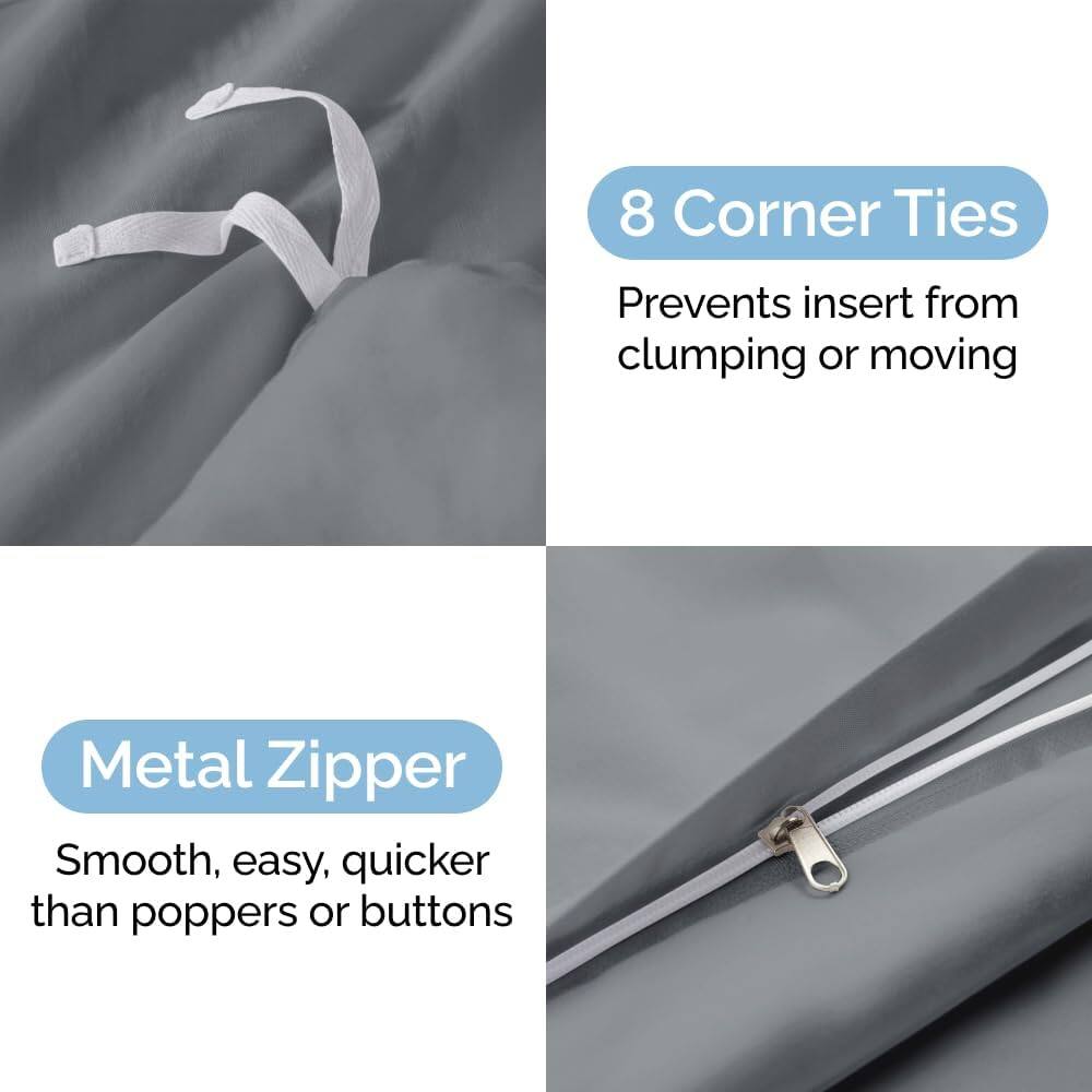 8 Corner Ties  
Prevents insert from clumping or moving  

Metal Zipper  
Smooth, easy, quicker than poppers or buttons