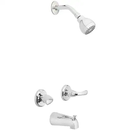 Front. OAKBROOK - OakBrook Essentials 2-Handle Chrome Tub and Shower Faucet - Silver.