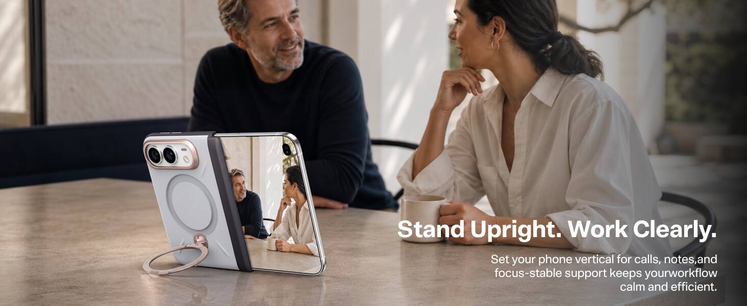 Stand Upright. Work Clearly.  
Set your phone vertical for calls, notes, and focus—stable support keeps your workflow calm and efficient.