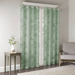 BreeBe - Palm Leaf Burnout Window Sheer 50x84' - Sage Green