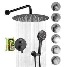 VEVOR - Shower Faucet Set, Rainfall Bathroom Shower System with 12-Inch Round Rain Shower Head and Handheld Spray - Black