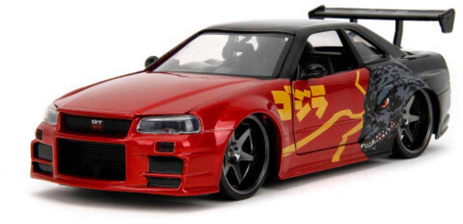 Alt View 2. Jada Toys - Jada Toys - 1:24 Godzilla - Hollywood Rides - '02 Nissan Skyline GT-R (R34) Vehicle Only   - Collectibles - Multicolor.