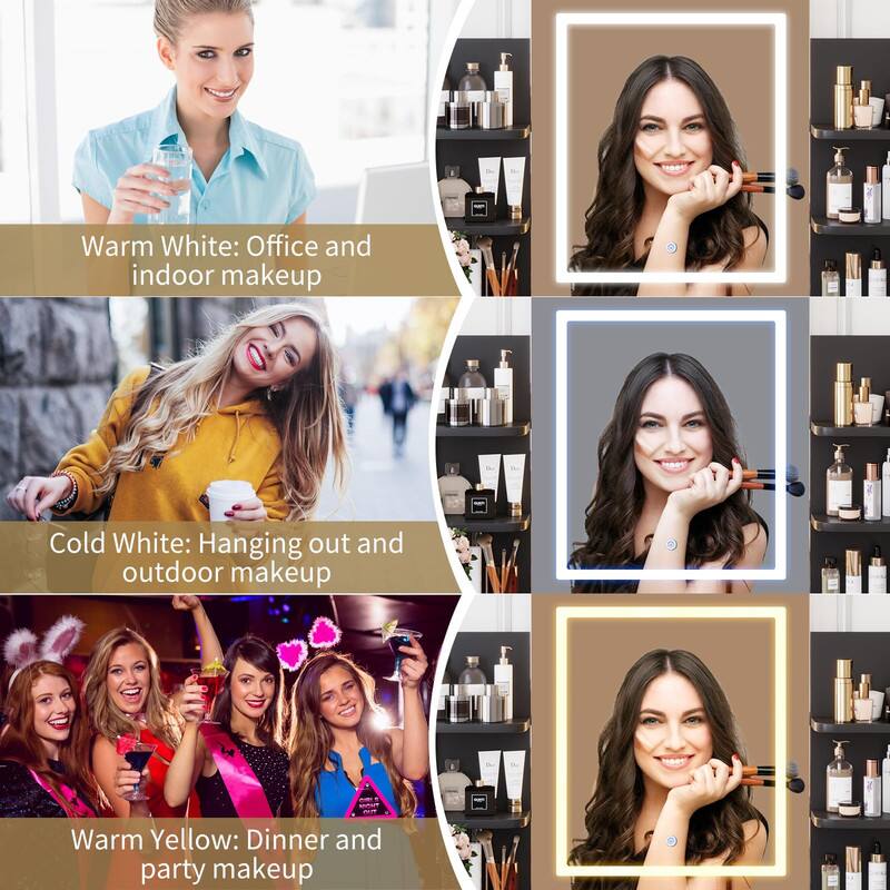 Warm White: Office and indoor makeup

Cold White: Hanging out and outdoor makeup

Warm Yellow: Dinner and party makeup