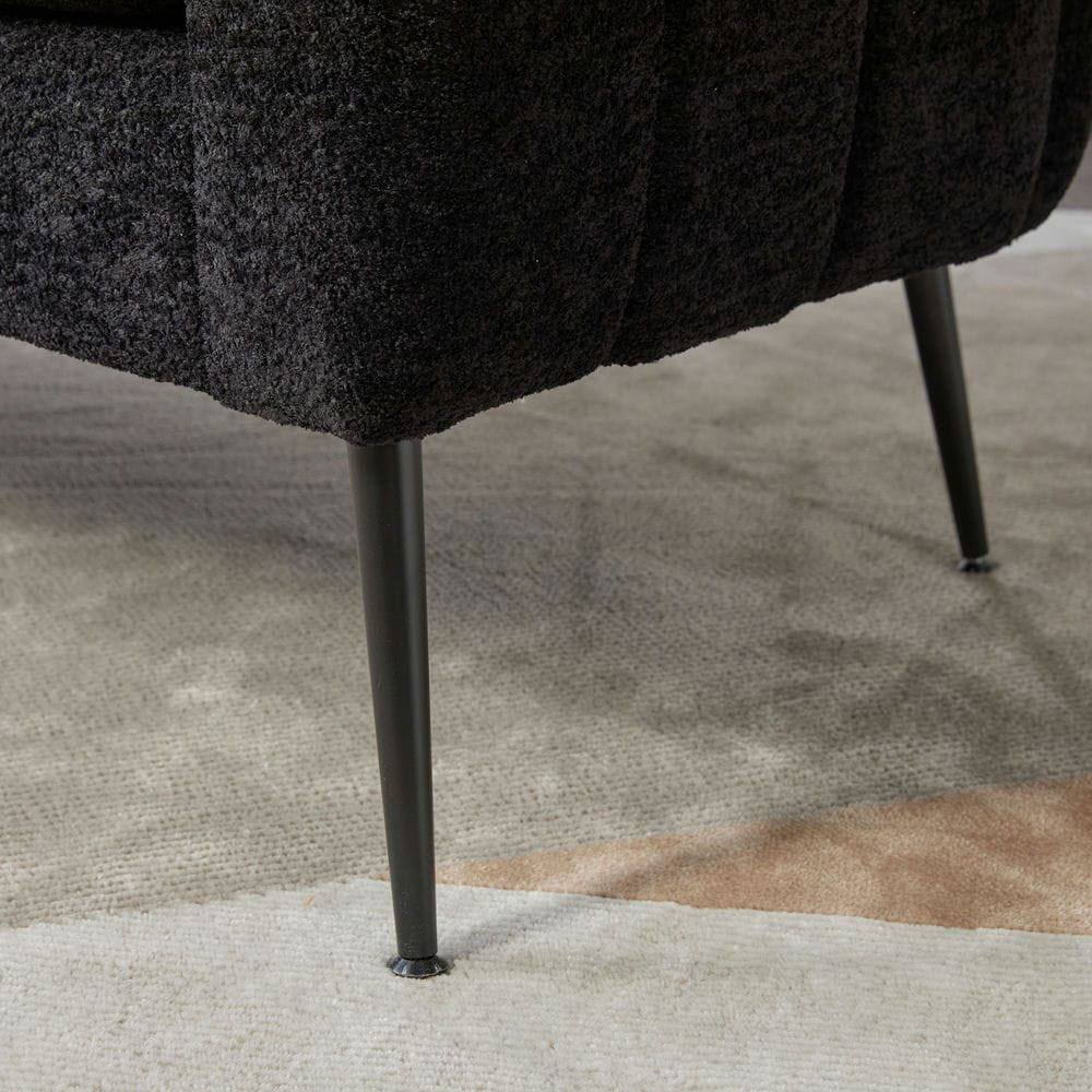 Alt View 2. Kadyn - 50.2'' Wide Upholstered Mini Loveseat Accent Couch, Modern Settee with Metal Legs, 2-Seater Sofa for Living Room, Black - Black.