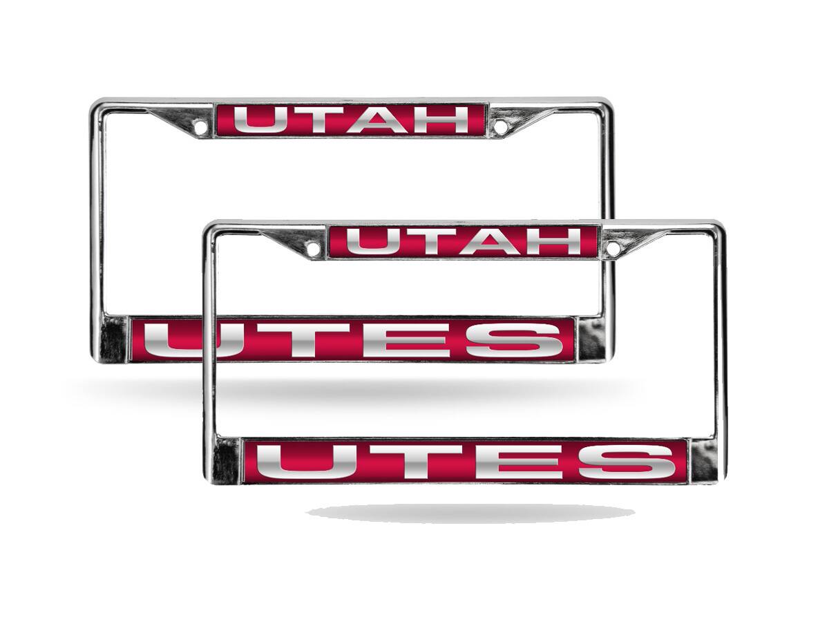 Utah Utes Chrome Metal Laser Cut License Plate Frame - Set of 2 Frames