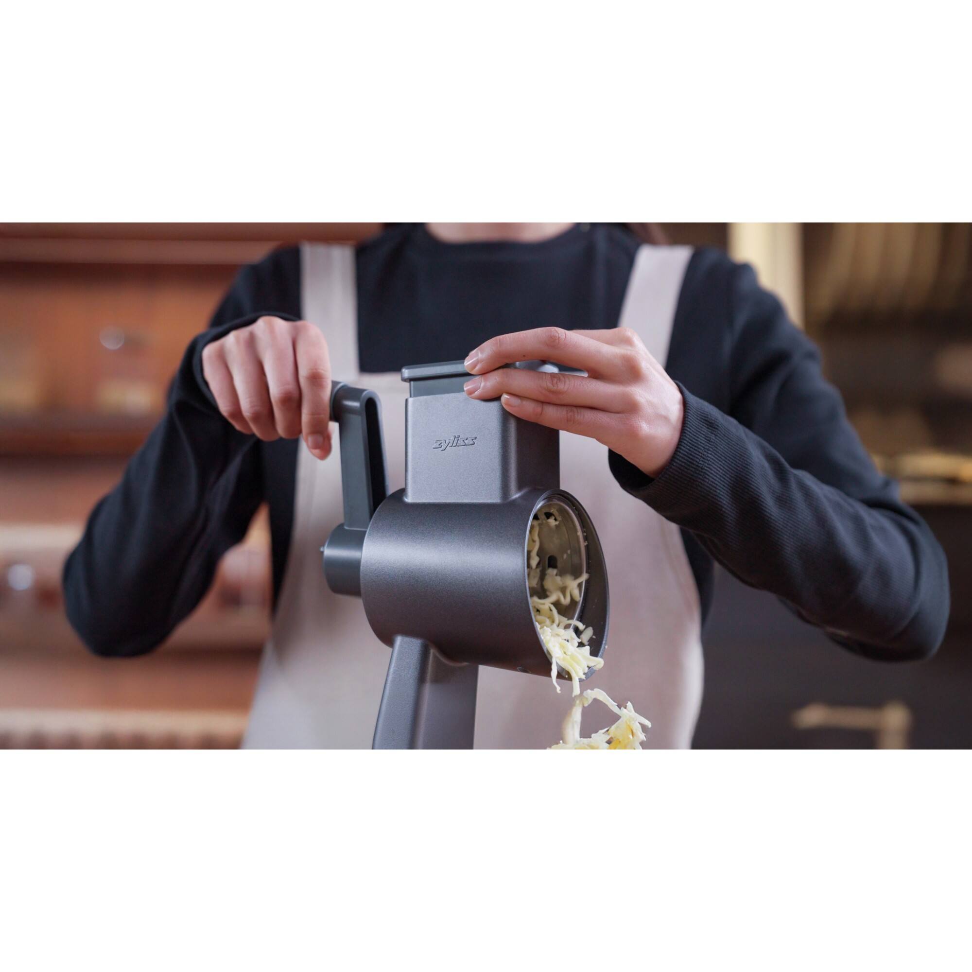 Alt View 4. Zyliss - Rotary Cheese Grater, Stainless Steel - Grey.