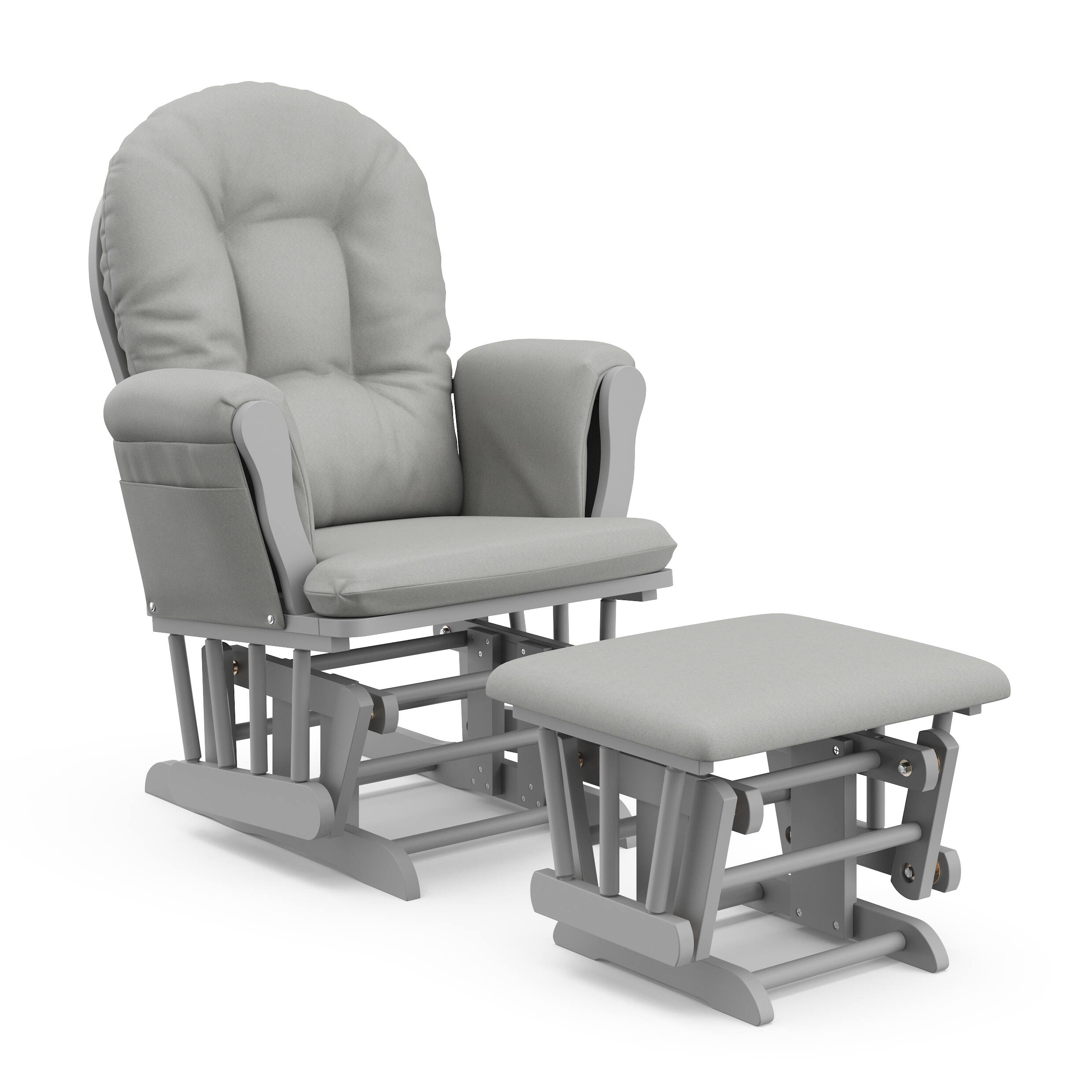 Front. Storkcraft - Hoop Glider and Ottoman - Pebble Gray/Light Gray.