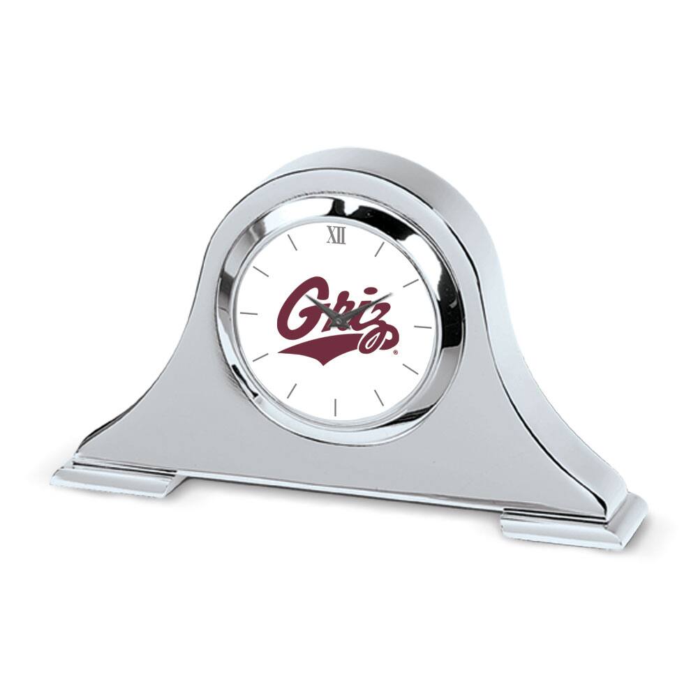 Jardine - Montana Grizzlies Logo Napoleon Desk Clock - Silver
