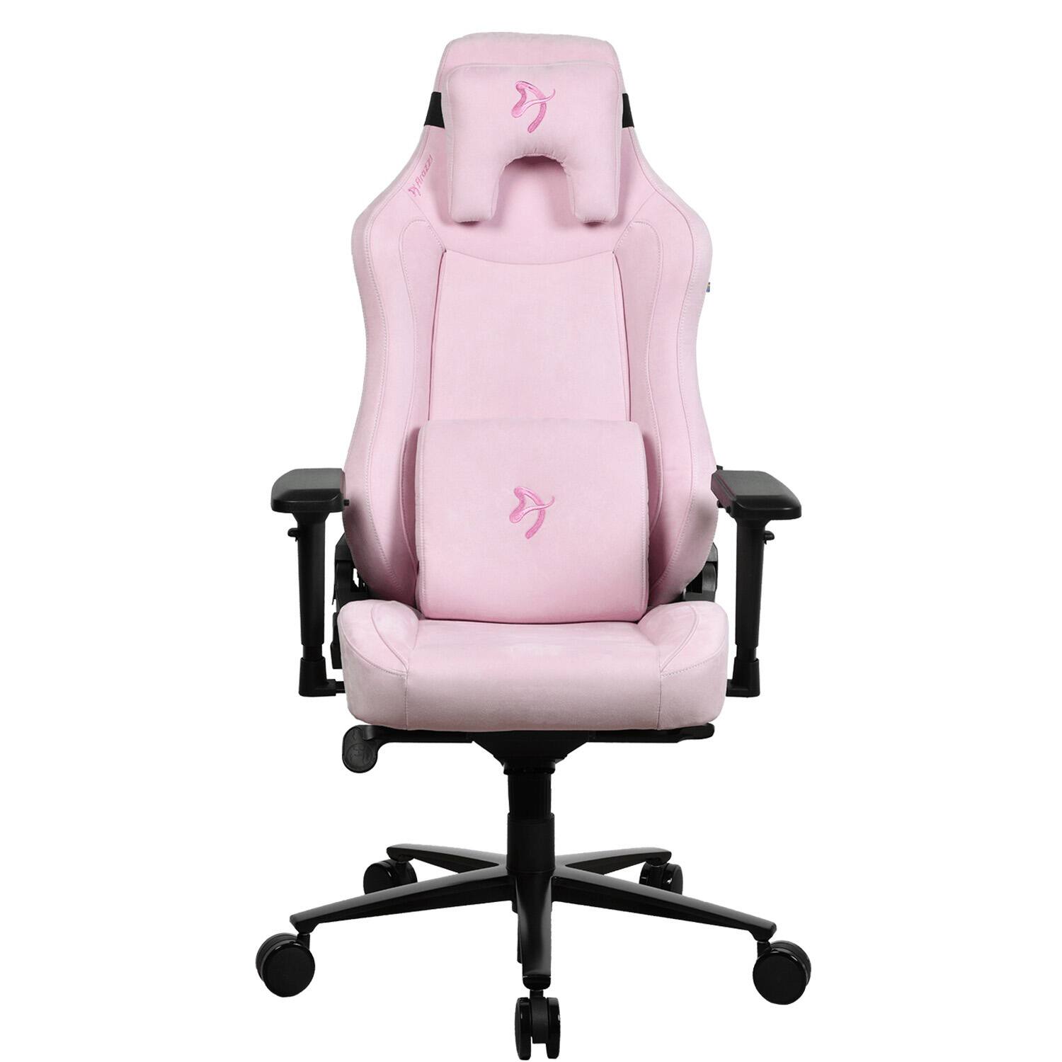 Angle. Arozzi - Vernazza Series Top-Tier Premium Supersoft Upholstery Fabric Gaming Chair - Pink.