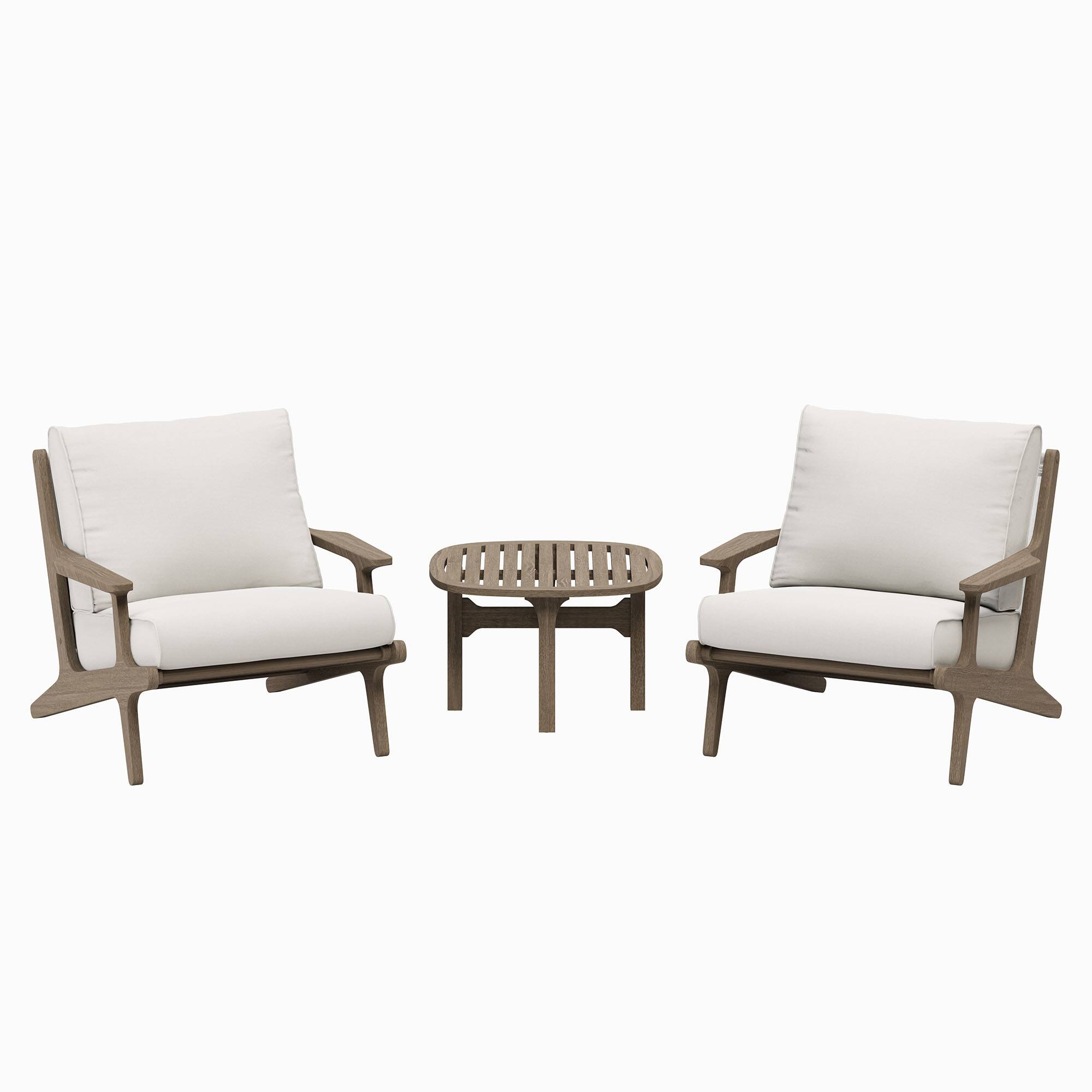 Alt View 1. Modway - Saratoga 3-Piece Teak Wood Patio Set with Two Lounge Chairs and Side Table - Gray.