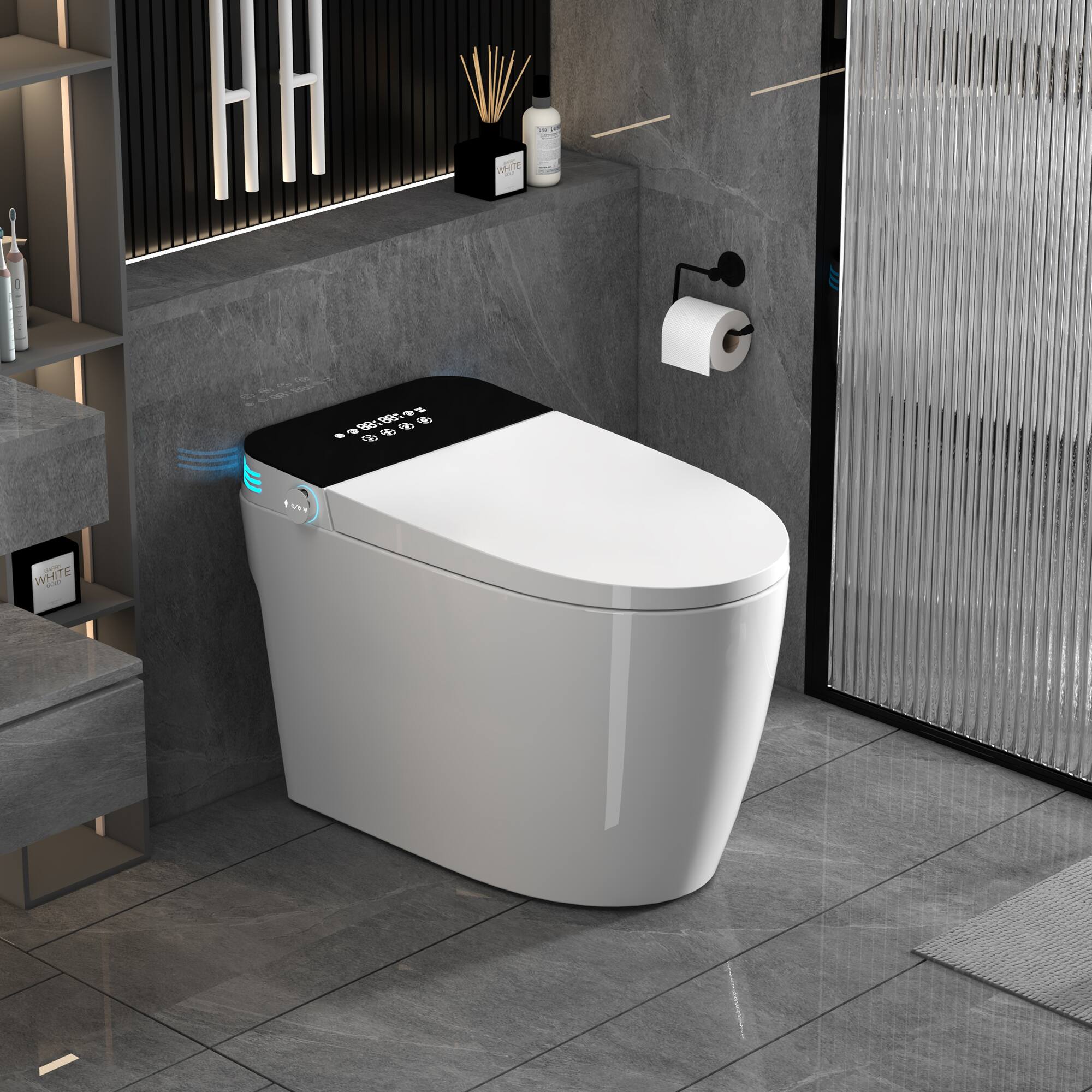 Front. Tiramisubest - Smart Toilets with Heated Bidet Seat,Intelligent Toilet Auto Open/Close Seat,Portable Toilet with Dryer and Warm Water - White.
