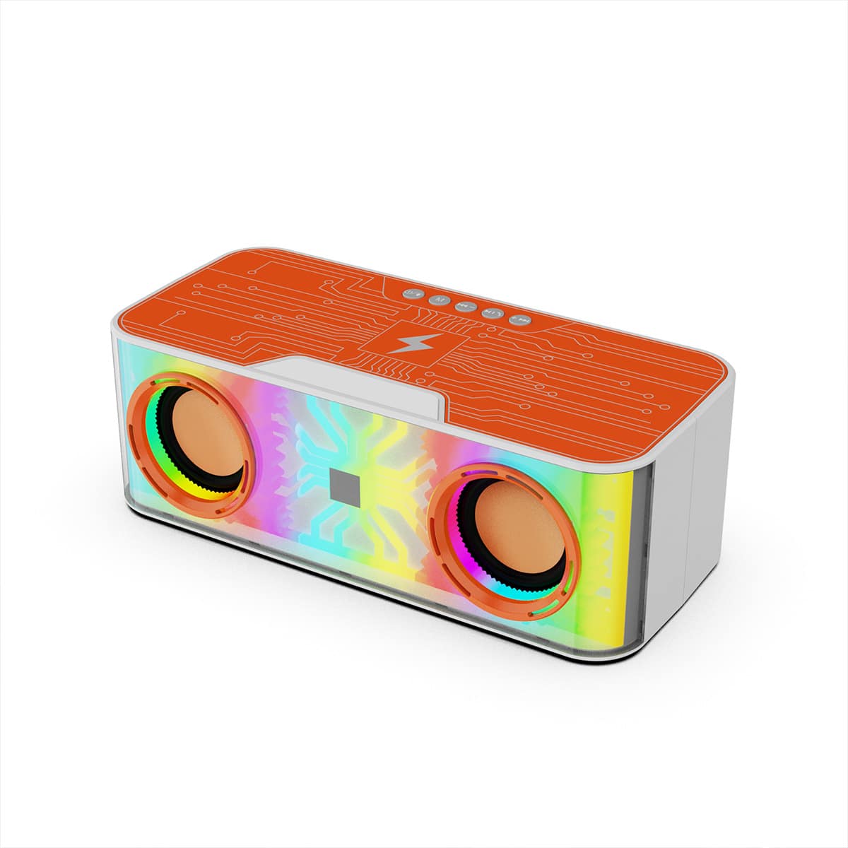 Cluzine - Mecha Dual-Driver Bluetooth Speaker, RGB Light, Wireless Charging, Karaoke, 1200mAh for Home/Party