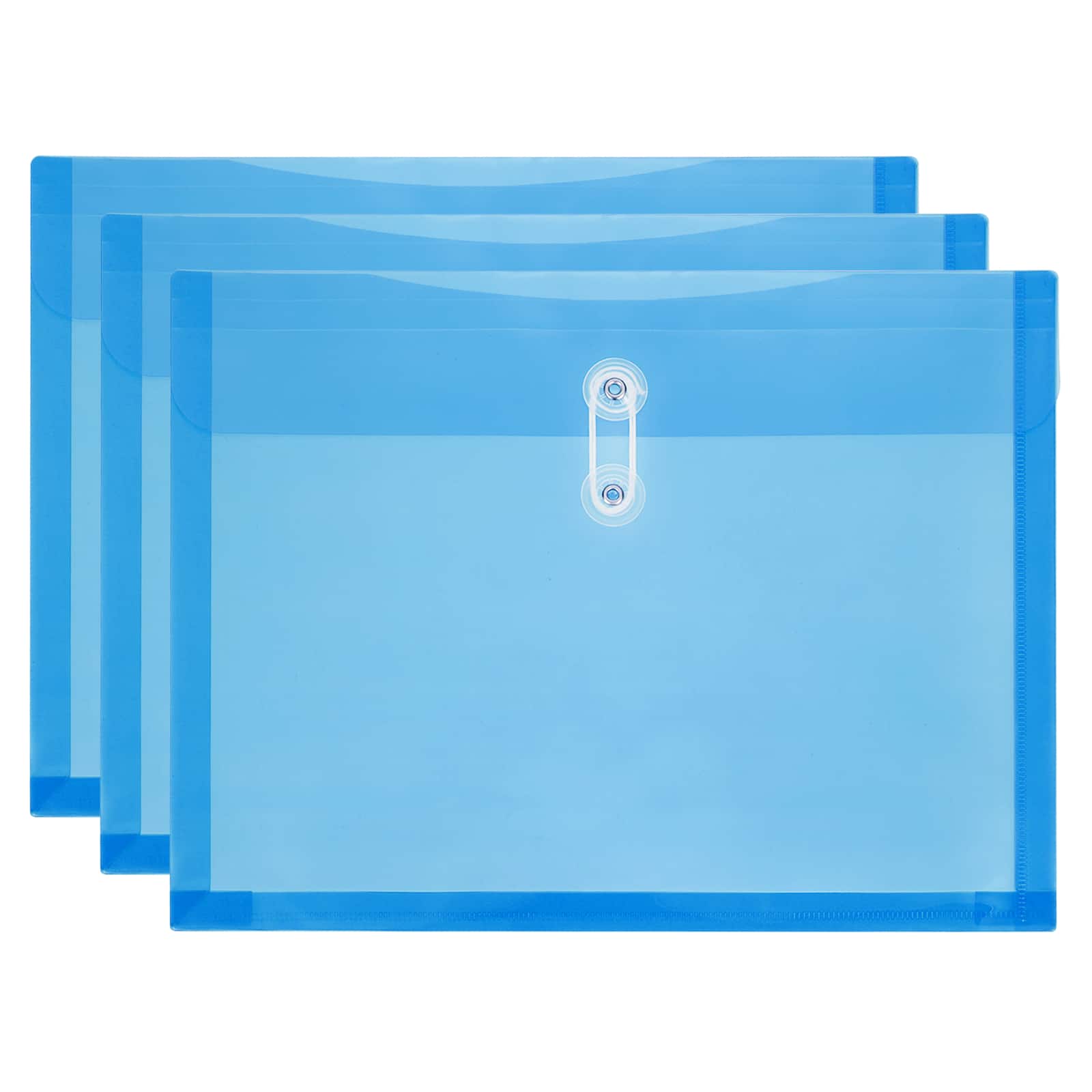 Unique Bargains - 3pcs Plastic Envelopes with Button String Tie Closure, A4 Size File Document Folders for Home Work Office Organization - Blue price history on PriceWatchPro