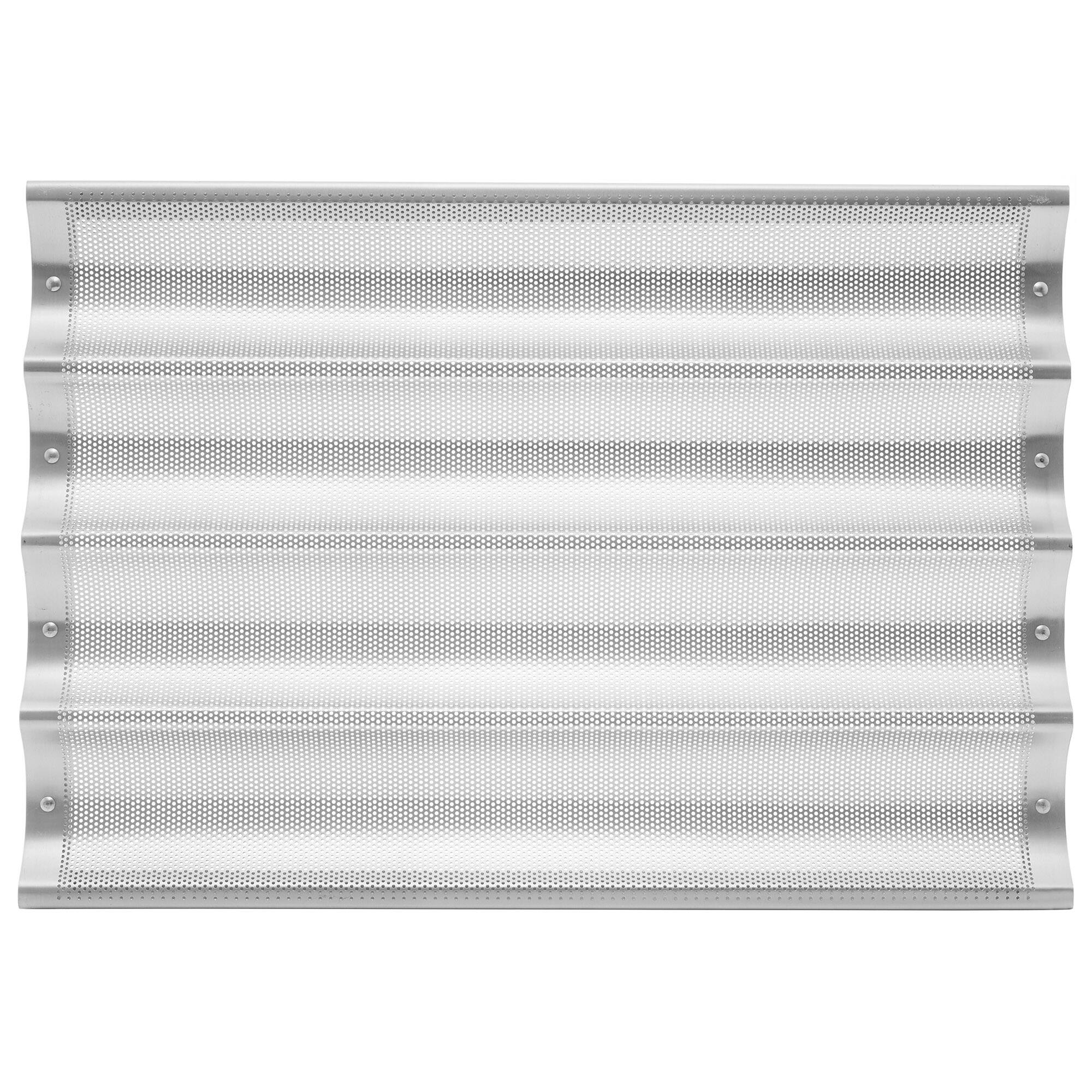 Alt View 3. GRIDMANN - Commercial 18 x 26-in Perforated Aluminum Baguette Pan - 4 Slot Loaf Pan - Silver.