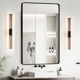 BreeBe - 24x36 Inch Aluminium Frame Bathroom Mirror - Black