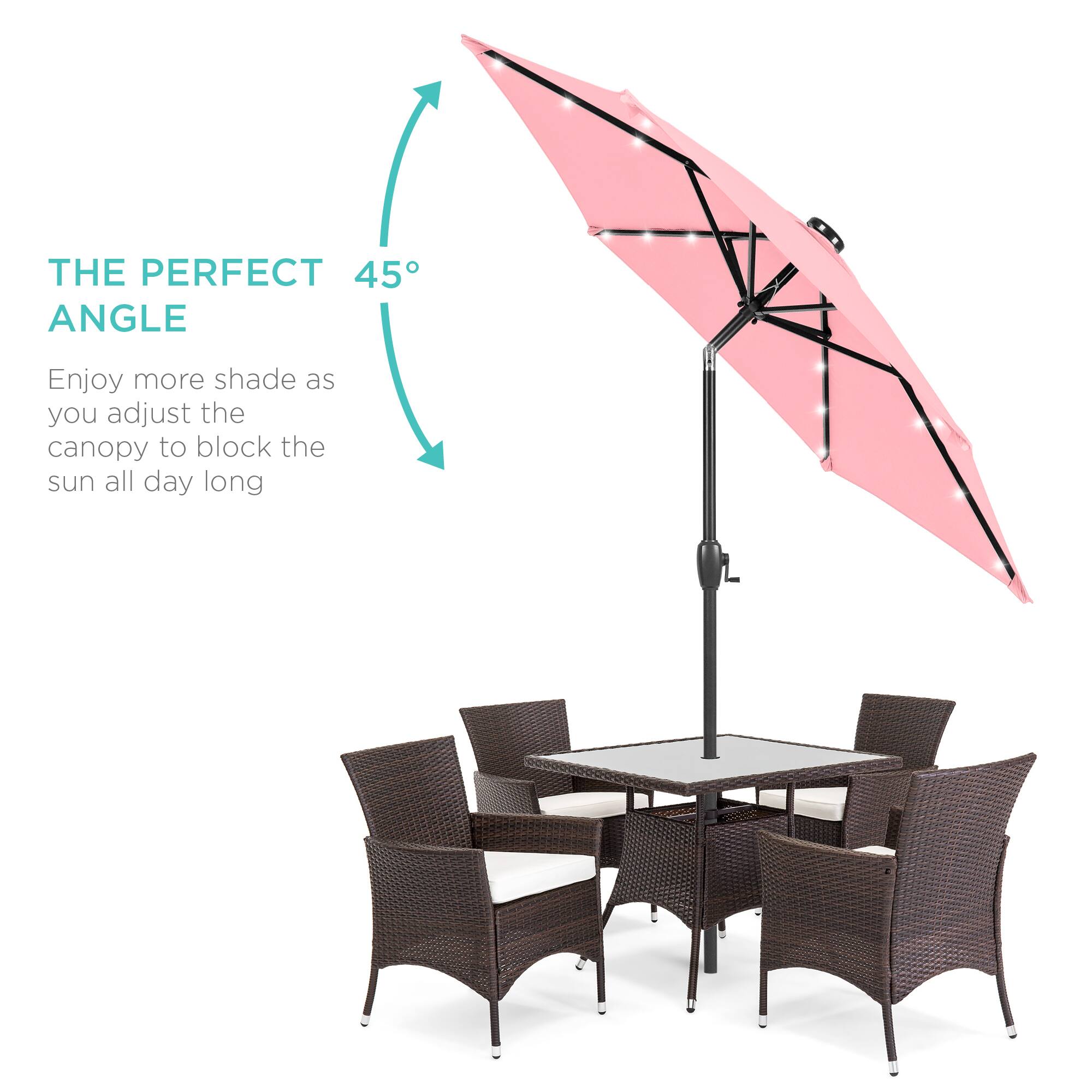 The perfect 45° angle. Enjoy more shade as you adjust the canopy to block the sun all day long.